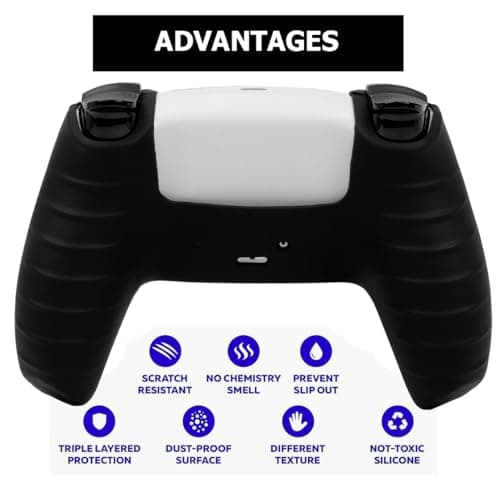 OIVO INDIA Black Skull and Multicolor Controller Silicone Cover Case PS5 Controller Skin Anti Slip Protective Case Sleeve Compatible for Sony PlayStation 5 Remote (Combo of 2) 5