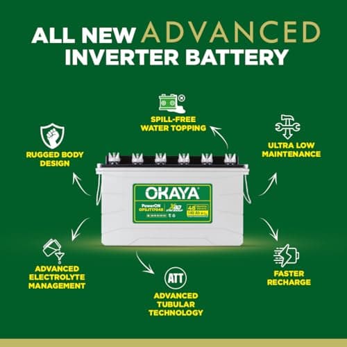 OKAYA PowerON OPSJT17048 140Ah Super Jumbo Tubular Advanced Battery for Home, Office & Shops | Robust & Compact Design | Extra Backup (XBD Technology) | 48 Months Total Warranty 6