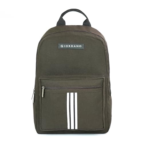 Giordano Unisex Stylish Canvas 20L, 14 inch Laptop Backpack for Men & Women | Durable & Lightweight | Padded Adjustable Shoulder Strap | Perfect for College, Work & Travel | BROWN