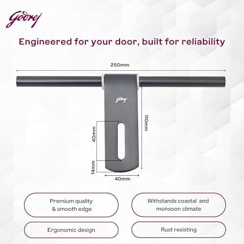 Godrej Door Fittings | Aldrop for Main Door (10 inch, Matte Black) | Premium SS Latch/Kadi for Left or Right Handed-Doors | Aldrops for Double Doors, Home, Bedroom, Puja Room | Size 250 X 14 mm 2
