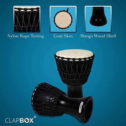Clapbox Djembe - Mango Wood (35.56 cm (14 inch), Black) 2