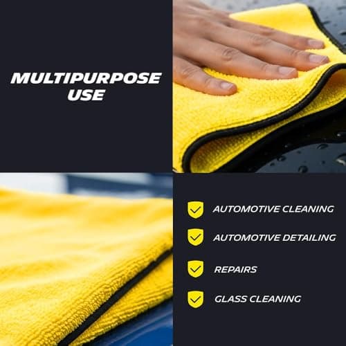 Premium Microfiber Cloth & Soft Detailing Brush | Car Cleaning Kit | Dashboard Dust Cleaner Brush | Scratch-Free Lint-Free Microfiber Towel | Car Interior & Exterior Cleaning Accessories (30*40)(S04) 4