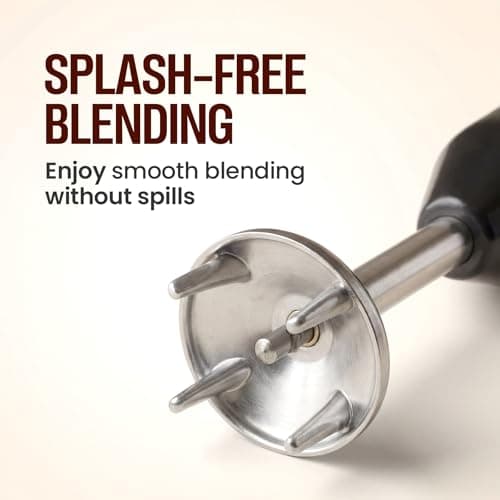 Rico Heavy Duty Portable Hand Blender For Kitchen | 2 Years Replacement Warranty | 5 Blades for Making Juice, Chutney, Smoothie, Whipping & Chopper for Easy Cutting | Non Seed Crushing Juicer Blade 5