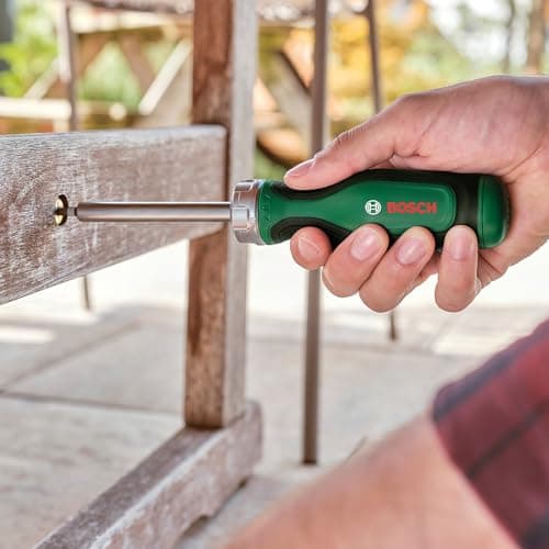 BOSCH Ratchet Screwdriver | Smooth Ratchet Mechanism for Continuous Rotation | 12 Interchangeable Bits in Magazine | Ergonomic Non-Slip Handle for Comfort | Quick Bit Storage for Easy Access 5