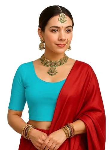 THE BLAZZE Women’s Stylish Ribbed Elbow Sleeve Lycra Stretchable Readymade Crop Tank Top Cami Blouse for Girls VB21 1303 XL TBL Turquoise 3