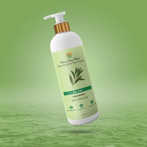 India Grass Vedic Tea Tree Face Wash: Purifying blend harnesses the Tea Tree's clarifying power and Ayurvedic herbs to deeply cleanse pores