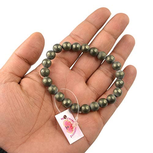 Certified Pyrite Bracelet for Men & Women, 8 mm Round Beads, Natural Pyrite Stone for Wealth, Confidence & Positive Energy, Reiki Charged Stretchable Jewellery 4