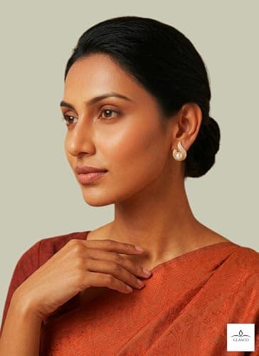 Fancy CZ Diamond Pearl Stud Earrings for Women & Girls Traditional Gold Plated Designer Earrings Cute Trendy Modern Ethnic Daily Wear Rich Look Festive Wedding Party Jewellery Light Skin-Friendly Anti 5