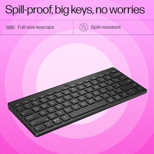 HP 350 Compact Multi-Device Bluetooth Wireless Keyboard; Spill Resistant; Swift Pair; OS Auto-Detection, LED Indicator, Battery Life Up to 24 Months, 3 Years Warranty 5