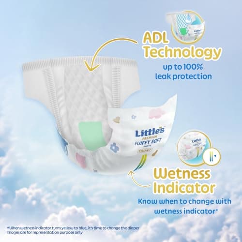 Little's Baby Pants Diapers with Wetness Indicator and 12 Hours Absorption, Small (S), 4-8 kg, 42 Count 4