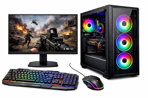 KRYNORCXY Desktop Computer PC Set | Core i5 Processor | 8GB RAM | 256GB SSD | HD Graphics 2000 | RGB 4 Fan Cabinet | 19 Inch LED Monitor | RGB Keyboard Mouse | WiFi | Windows 10 Pro