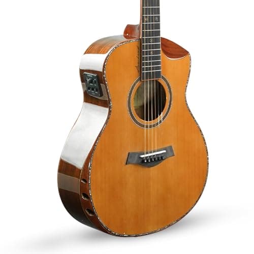 Kadence SHM100PRO Slowhand 38" Electro Acoustic Guitar | Dreadnought Demi Cutaway | Professional Solidwood |Built-in Pickup + 2 Band EQ | Comes with Bag | Includes Learning Course | Brown 4