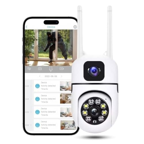 Guard Well 4+4MP Smart WiFi PTZ CCTV Camera for Home Outdoor | 360° View | Color Night Vision | Two Way Audio | Wireless Security Camera with Mobile App V380 Pro (Dual Lens Mini Dome)
