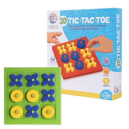 Ratna's 3D Tic Tac Toe Classic Mind Challenging Cross & Zero Family Board Game for Kids & Adults