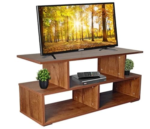AAROORA Engineered Wood TV Entertainment Unit with Storage Shelf (Wallnut Finish), 30 x 90 x 55 CM