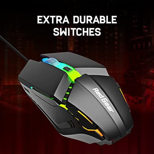 Redgear A-10 Wired Gaming Mouse with RGB LED, Lightweight and Durable Design, DPI Upto 2400, Compatible with Windows. 3