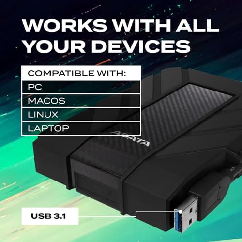ADATA HD710 Pro 1TB 3.5 inch SATA III External Hard Drive/HDD with IP65 Rating Black, for Windows with Waterproof and Shockproof Technology - AHD710P-1TU31-CBK 5