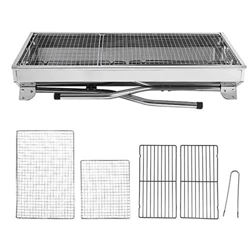 Inllex BBQ Foldable And Portable Picnic (72cm) Charcoal Free Standing Barbeque Tandoori Grill | Combine BBQ Stove | Charcoal Barbeque Grill Set With Charcoal Tray