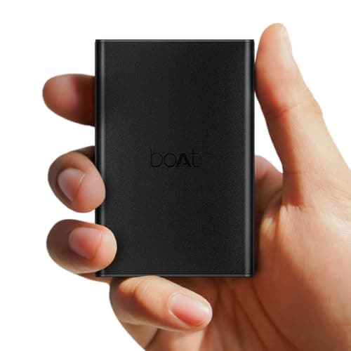 Boat Energyshroom PB300 Pro 10000 mAh 22.5W Pocket Size, Compact Power Bank, Fast Charging (2X Output Ports, Supports Android, iPhone, Tablets, Earbuds, etc.) (Carbon Black), USB Type C