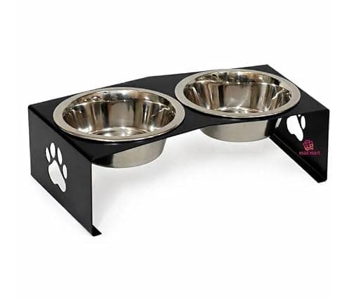 Elevated Dog Bowl Stand with 2 Stainless Steel Bowls | Raised Pet Feeder | Iron Powder Coated Stand with Paw Design | Anti-Slip Feeding Station for Small Dogs & Cats 3