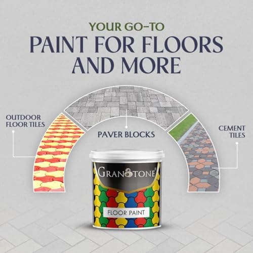 GRANOTONE Floor Paint 1 Litre Terracotta Colour Polyurethane and Acrylic Polymer Based Concrete Sealer Anti Slip Thick and Durable for Cement Floor and Tiles Made in India 5