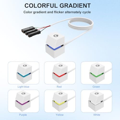 TecoKart® PC Power Button, 2 Meter External Desktop Computer Power Switch, CPU Power Switch, On/Off Power Supply Control Adapter Cable for PC Case, Computer Parts Accessories, White 4