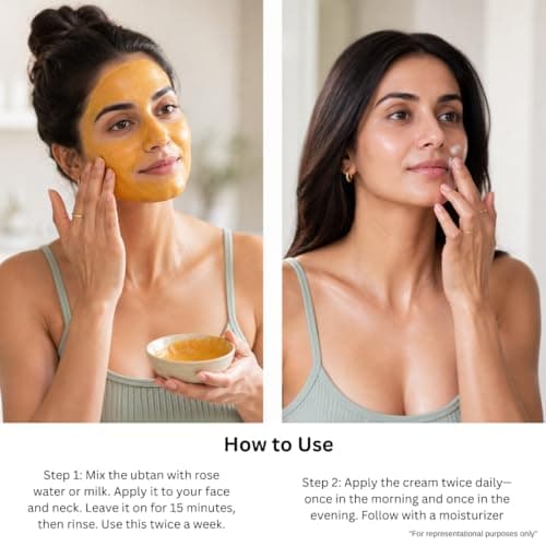 Uzhra Facial Hair Reduction Treatment for Women | Papain & Narcissus Bulb Extract Cream + Kasturi Manjal Ubtan | Slows & Reduces Facial Hair Growth | All Skin Types | 100g + 100g (Set of 2) 4