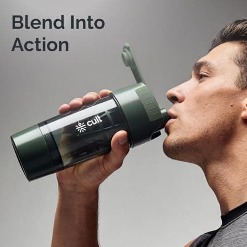 CULT Cyclone Shaker Bottle 500ml | Shaker for Gym & Leakproof Gym Sipper Bottle for Men & Women | Premium Protein Mixer for Whey Protein, Pre Workout & BCAAs (Army Green) 3