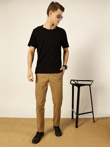 Thomas Scott Men's Cotton Blend Solid Slim Fit Chino Trouser(TSNXTR02_Khaki_36) 4