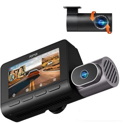 70mai 4K T800 3 Channel Dash Cam, Dash Cam Front and Rear Inside(2160P+2160P+1080P), STARVIS 2 IMX678, HDR Night Vision, WiFi 6, ADAS, Super-Capacitor, 24H Parking Mode, Upto 512GB Supported
