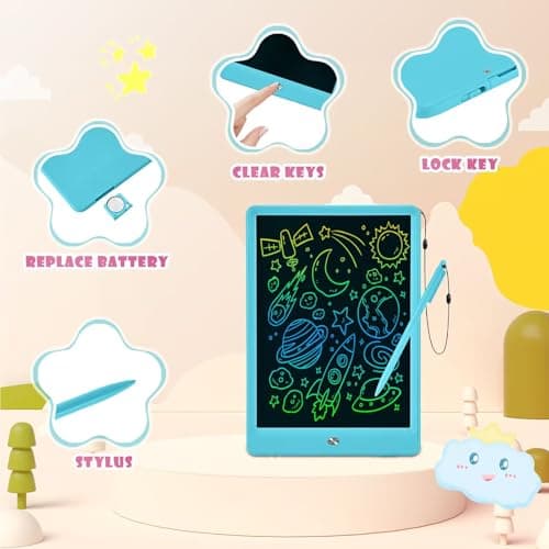 EooCoo Drawing Board, 10 Inch LCD Writing Tablet, Electronic Drawing Tablet, 2 Year Old Boy Birthday Gift, Kids Toys, Drawing Pad Toys for Girls, Educational Toys for Ages 3-6, Travel Games 4