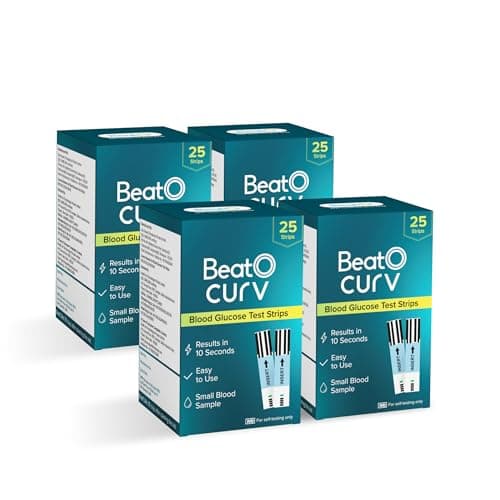 BeatO Curv Glucometer Test Strips for Glucometer Machine | Sugar Test Strips | Blood Glucose Test Strips (100 Test Strips Only)