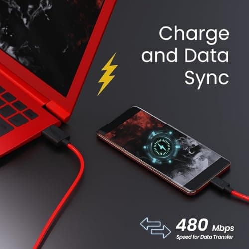 twance TPE Fast Charging Type C to USB Cable - (Red - 1.25 m) I 65W / 3.1A 480 Mbps Data Sync & Transmission Unbreakable Quick Charge C Type Cable I Compatible with All C Type Devices Smartphone 2