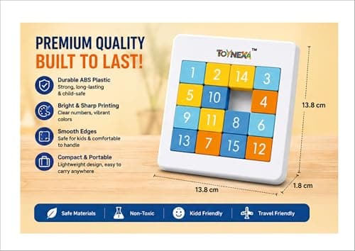TOYNEXA Number Sliding Magnetic Puzzle 4x4 | Toys for 6-10 Years Old Boys & Girls | 15-Blocks Brain Teaser Puzzle Game for Kids | Educational, Learning, Activity Toy for Return & Birthday Gifts 5