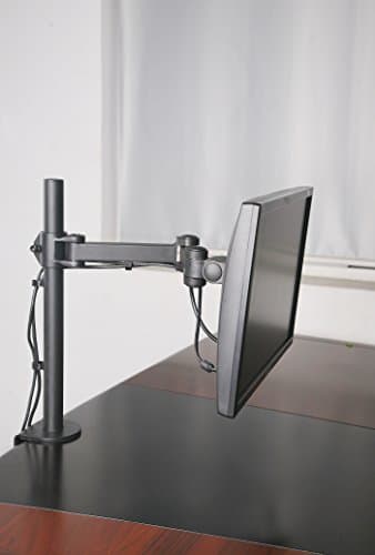 Rife VESA Full Motion Single Arm Desk Monitor Mount Stand with Fully Adjustable Arms Fits Screen up to 27" (Black) (Single Monitor Clamp Arms) 4