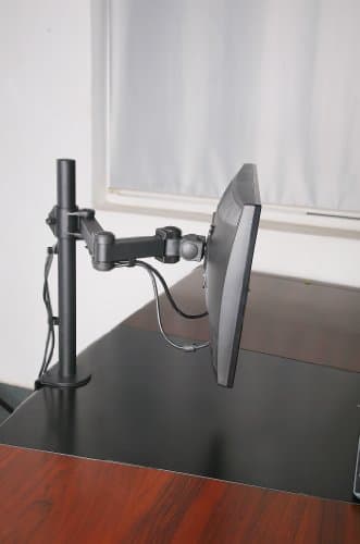 Rife VESA Full Motion Single Arm Desk Monitor Mount Stand with Fully Adjustable Arms Fits Screen up to 27" (Black) (Single Monitor Clamp Arms) 2