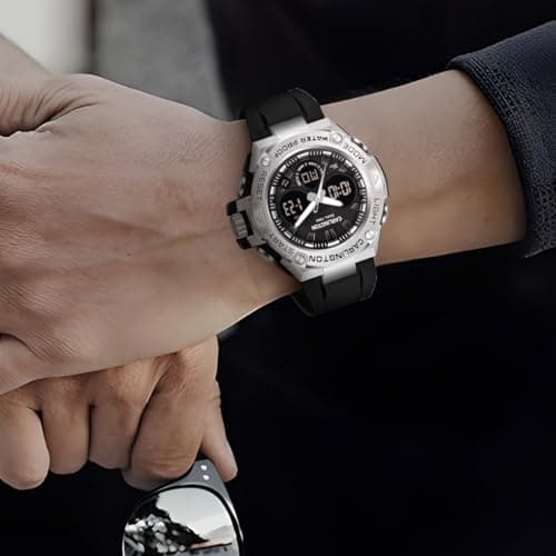 Carlington Resin Analog-Digital Sports Watch Chronograph,Dual Time,Alarm,Stopwatch,Water-Resistant,Shock-Resistant,Back Light Display- The Perfect Watch for Men&Boys-CT9107 Series One (Black) 3