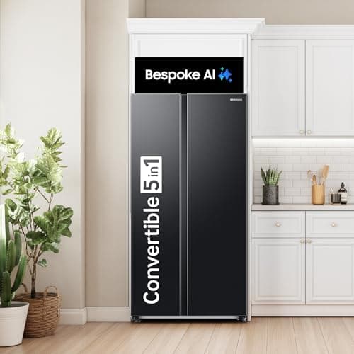 Samsung 653 L, 3 Star, Frost Free, Double Door, Convertible 5-in-1 Digital Inverter, Side By Side AI Enabled Smart Refrigerator with WiFi (RS76CG8003B1HL, Black Matte/Black DOI) 6
