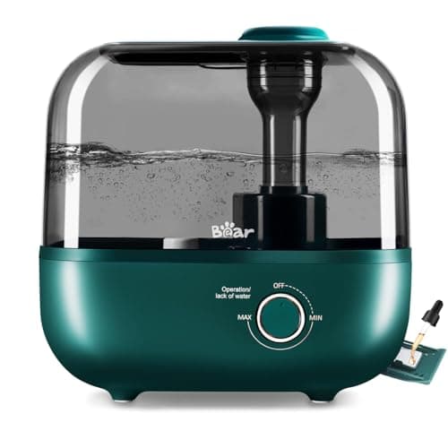 Bear® 5L Humidifier for Room Moisture Essential Oil Allow 28dB Silent Humidifier for Plants Household Top Filling Ultrasonic Cool Mist with 360° Steam Nozzle & Stepless Mist Adjust