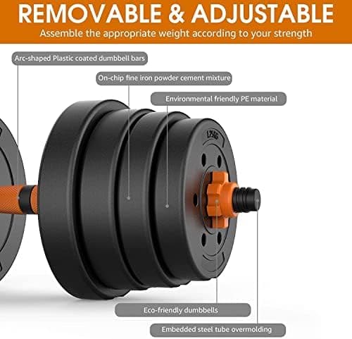 FitBox Sports Intruder 20 Kg Adjustable PVC Dumbbells Weights With Dumbbells Rods For Home Gym & Strength Training, 10 Kg X 2 (Black) 6