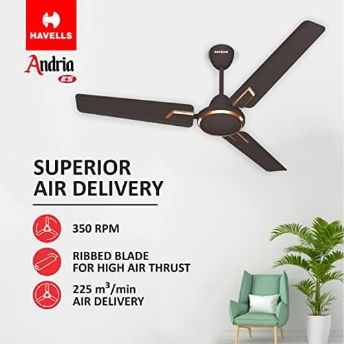 Havells 1200mm Andria Energy Saving Ceiling Fan (Espresso Brown, Pack of 1) 2 Star 3