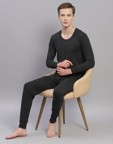 Monte Carlo Mens Solid Black Round Neck Full Sleeve Thermal Vest (6240SM1-0-44) 5