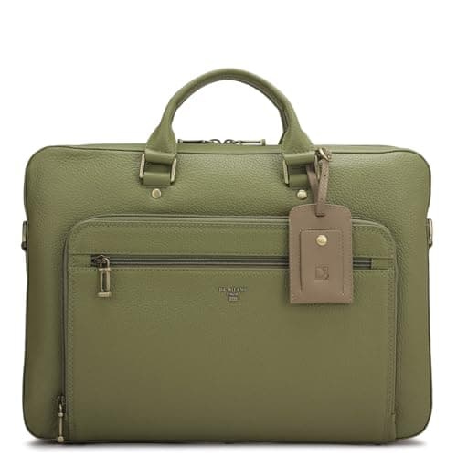 Da Milano Leather Laptop Bag for Men & for Women - Fits Upto 16" Laptop - Green 2