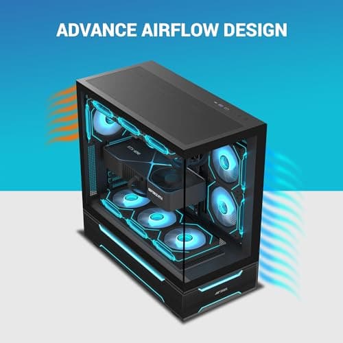 Ant Esports Crystal X6 Pro Mid-Tower Computer Case/Gaming Cabinet - Black| Support ATX,M-ATX,M-ITX | Pre-Installed 6 ARGB Fans 5