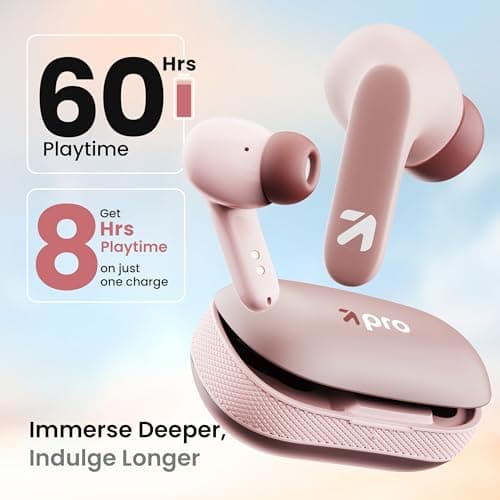 GOBOULT Y1 Pro Ear Buds Wireless with 60H Playtime, 4 Mics Calling, 45ms Latency Gaming, Made in India, 13mm Bass Driver Earbuds Buds TWS Bluetooth Wireless Earphones (Candy Cane) 3