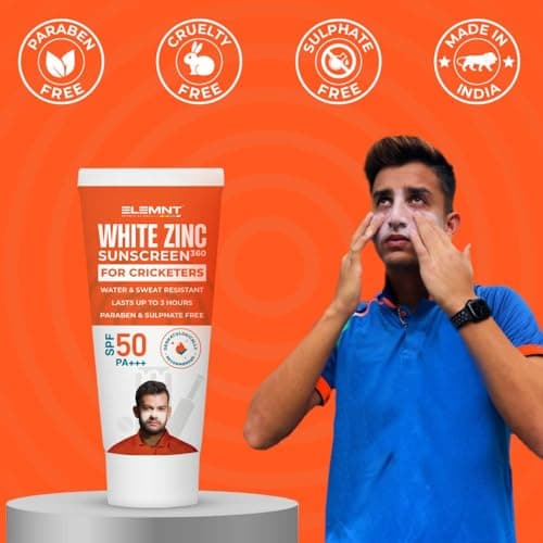 Elemnt White Zinc Sunscreen 360 Formulated For Heavy Sun Exposure, Broad Spectrum Pa+++ Sunscreen Spf 50 For Sportsmen For Unisex, Aloe Vera Scented, 100G, All 4