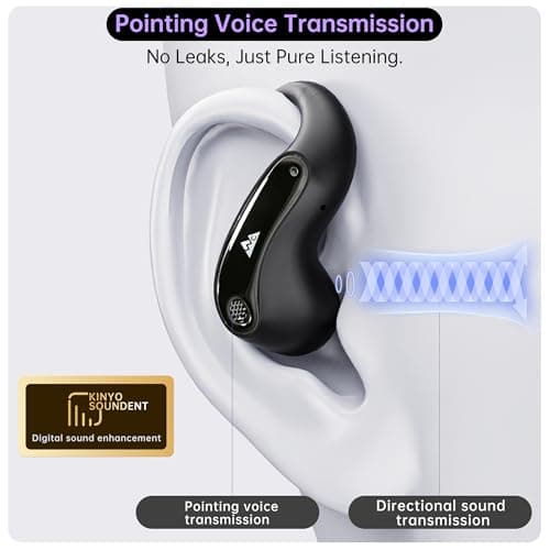 WeCool Moonwalk M1 Pro Open Ear Earbuds Wireless with 360° Panoramic Sound, Bluetooth 5.4 Ows Earphones with Call Noise Reduction, Ear Safe Headphones with Mic, 60H Playtime, LED Display, IP55 5
