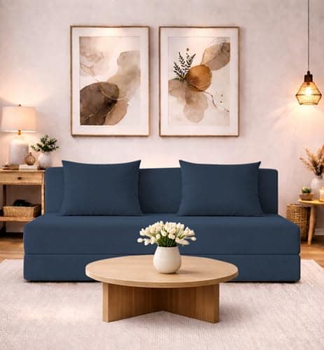 Adorn India Easy 3 Seater Sofa Cum Bed | Velvet Fabric | Dark Grey | Plain Design | 6x5 Ft | Comfortable Seating | Washable Cover | Perfect for Home & Office