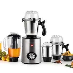 CELLO Steelox Pro Mixer Grinder 1000 Watts For Kitchen | 3 Steel Jars (500ml, 1.2L, 1.5L) with 1.5L Juicer Jar, Heavy Duty Powerful Copper Motor |Ideal for Blending Juicing Grinding | 5 Years Warranty