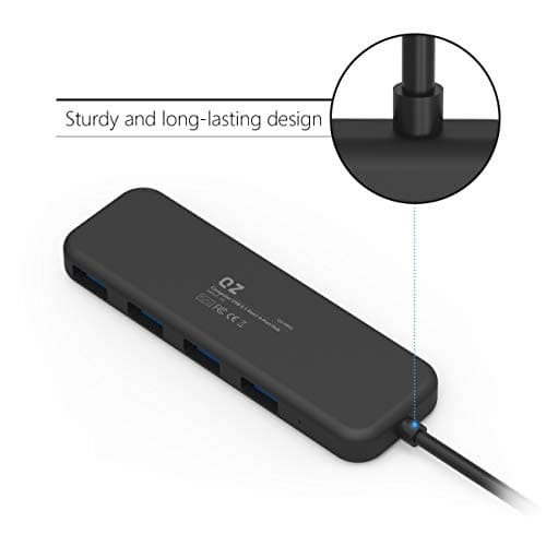[1.3 Feet Long Cable, USB 3.1 Gen 1] QZ USB Hub for Next Gen Office Work Station, 4 Ports, USB 3.1 Gen 1 for PC and Laptops 5